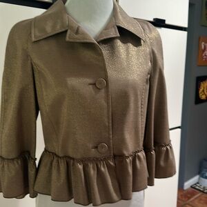 Valentino Metallic Gold peplum blazer Jacket 4 40